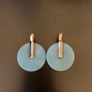 Green and gold round earrings